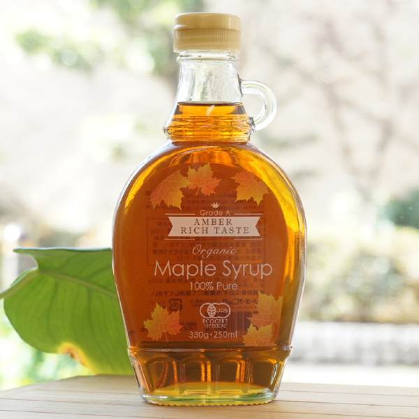 オーガニックメープルシロップ/330g【むそう】 Grade A AMBER RICH TASTE  Organic Maple Syrup 100% Pure