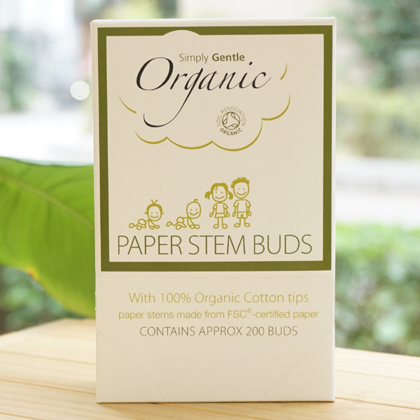 オーガニック コットン 綿棒/200本【アリサン】 Simply Gentle Organic PAPER STEM BUDS