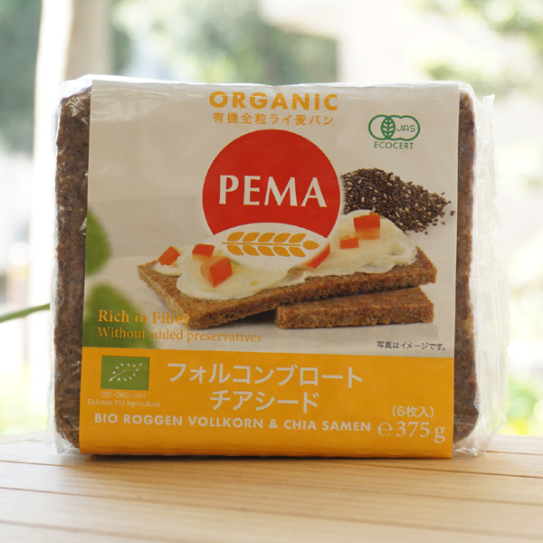 PEMA有機全粒ライ麦パン(フォルコンブロート＆チアシード)/375g(6枚入)【ミトク】