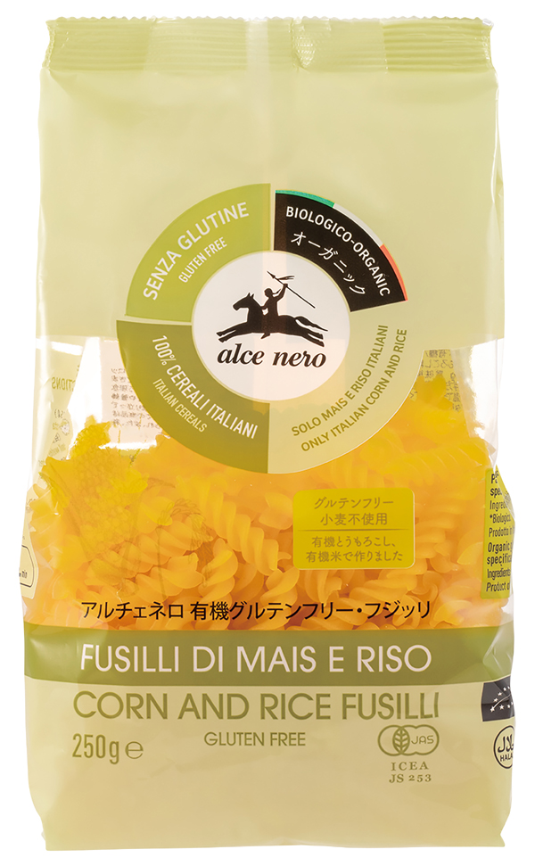 有機グルテンフリー(フジッリ)/250g【アルチェネロ】 alce nero FUSILLI DI MAIS E RISO CORN AND RICE 