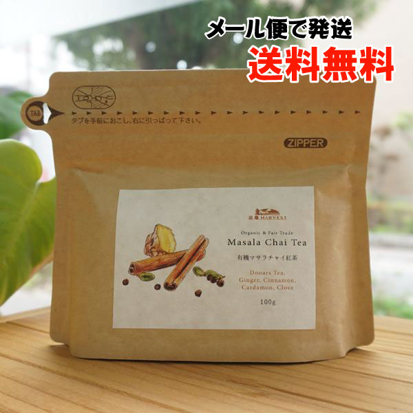 有機マサラチャイ紅茶(スタンドパック)/100g【メール便発送】【エヌハーベスト】