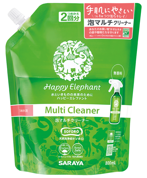 ハッピーエレファント泡マルチクリーナー(詰替用)/800ml【サラヤ】 【オーサワ1月新商品】