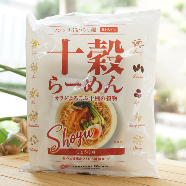 十穀らーめん(しょうゆ味)/88g【桜井食品】　無かんすい　ノンフライ麺