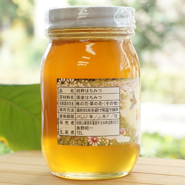 日本ミツバチだけの純粋ハチミツ/600g【和歌山県すさみ町】【非加熱